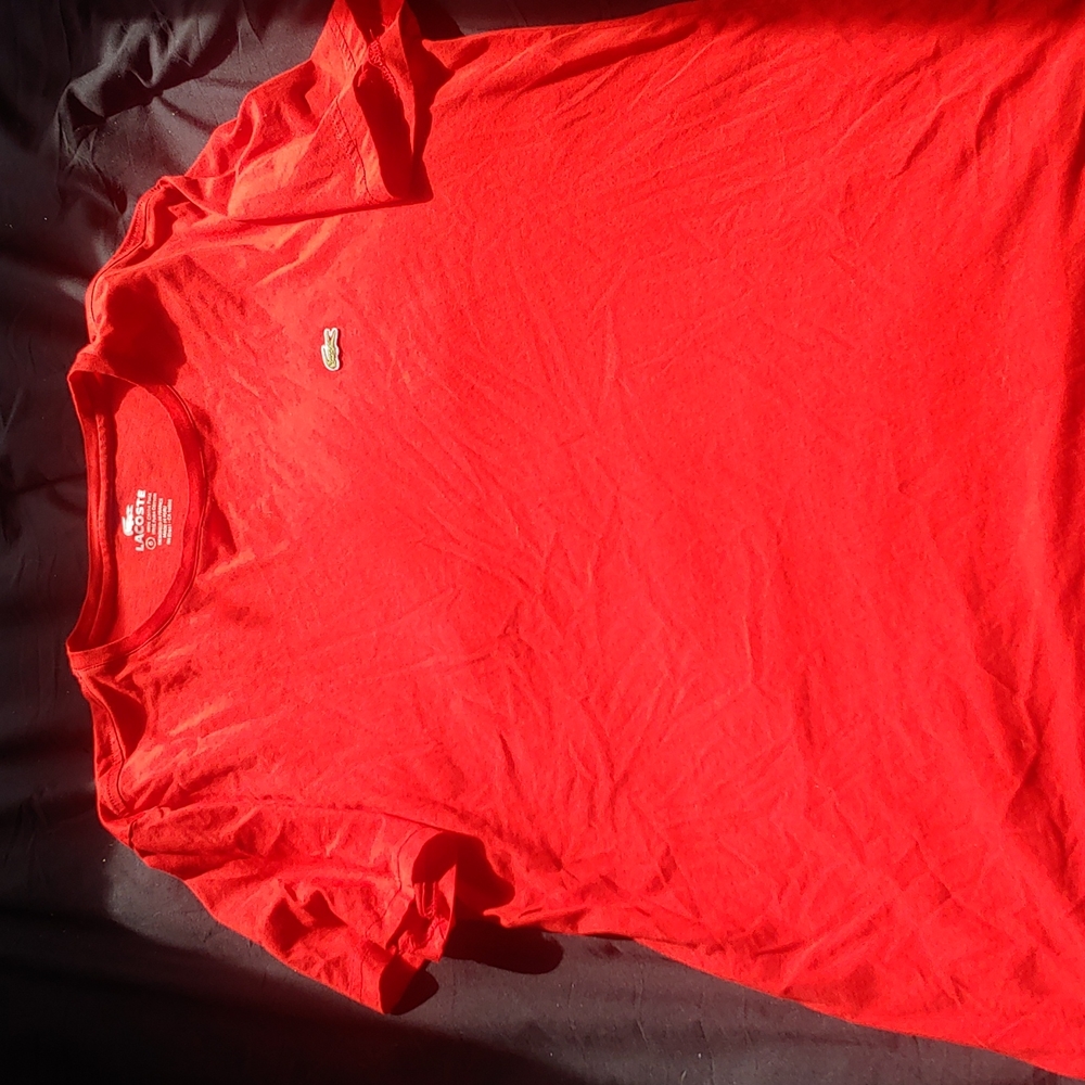 Lacoste Tee shirt Crew Red Green Men's Medium Size 6